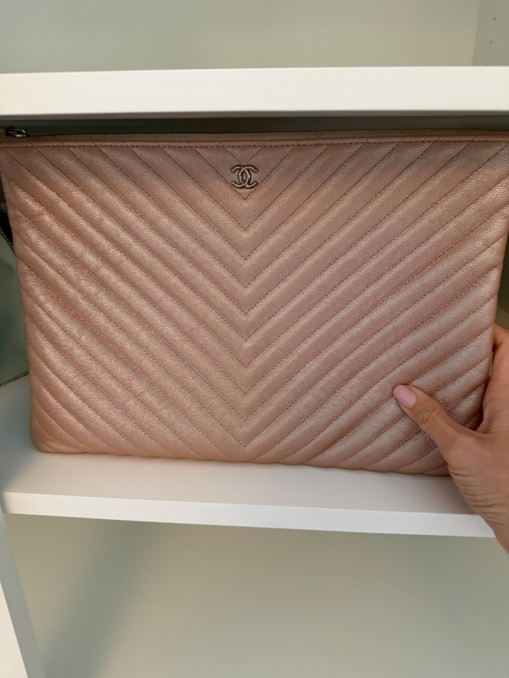 CHANEL rose gold pouch